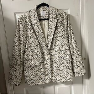 Nine West Animal Print Blazer - Cream and Black